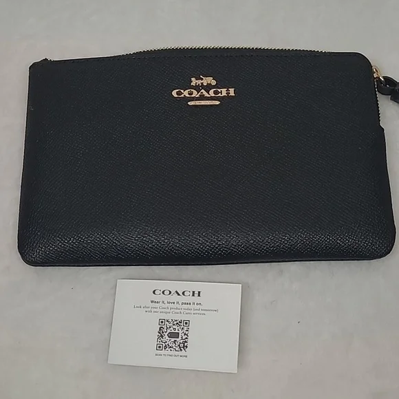 Coach Pebble Black Wristlet - Picture 5 of 12